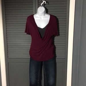 Old navy XS burgundy short sleeve cowl neck top